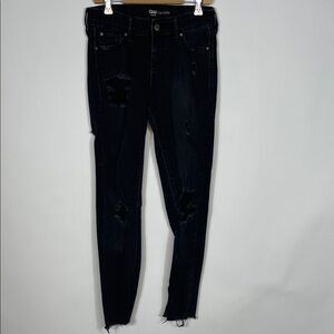 GAP Women's Dark Blue Distressed Skinny Jeans